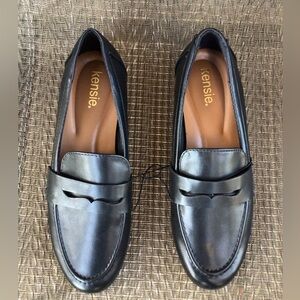 Kenzie Gitty Black Vegan Leather Penny Loafers Shoes